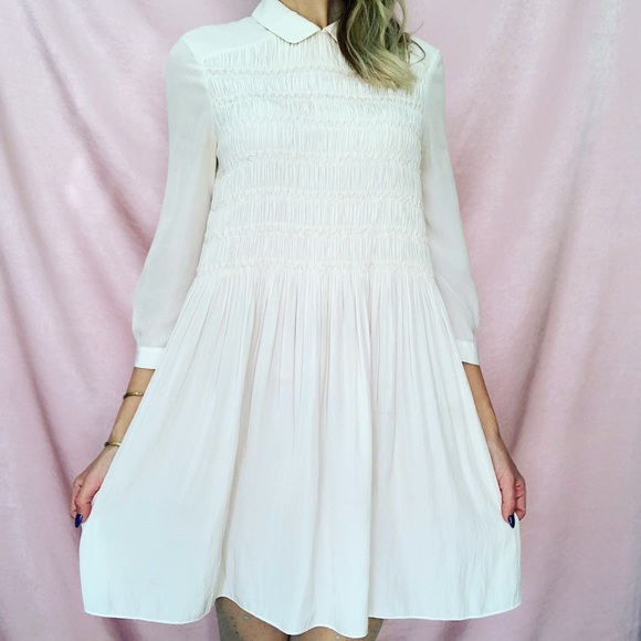 All Saints Dresses & Skirts - AllSaints Beige Sheer Smocked Dress US Size 2